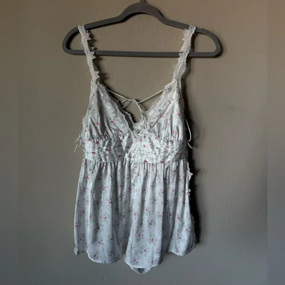 For Love And Lemons Bluebell Bouquet White Romper Floral Size S
